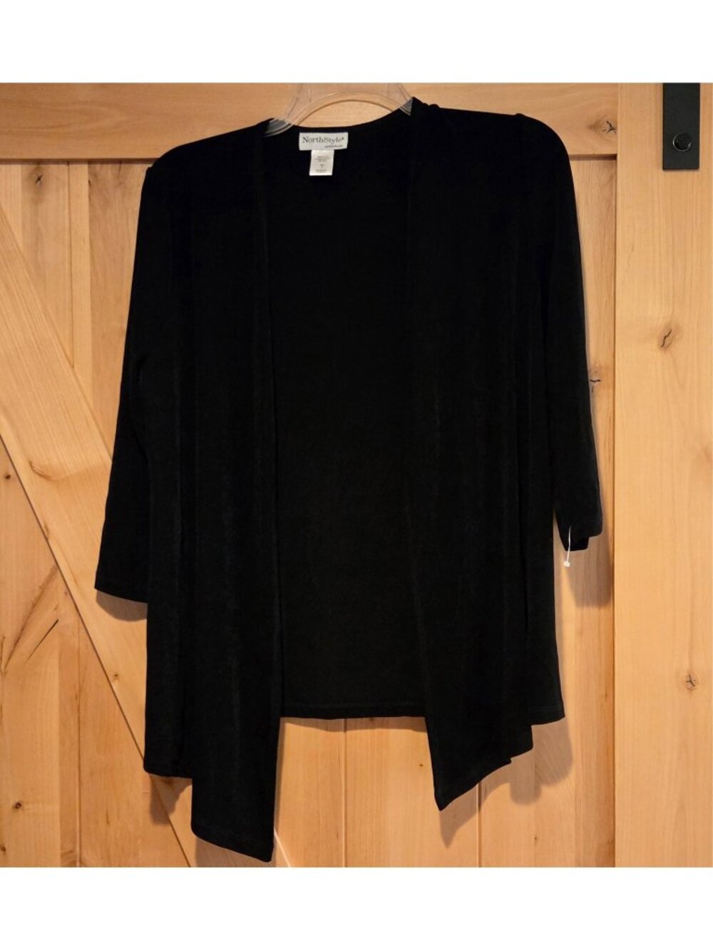 NorthStyle Women's Sz M Slinky Knit Open Front Cardigan Black USA